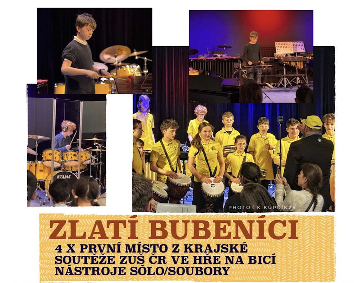 Zlatí bubeníci – čtyřnásobné vítězství v krajském kole soutěže ZUŠ