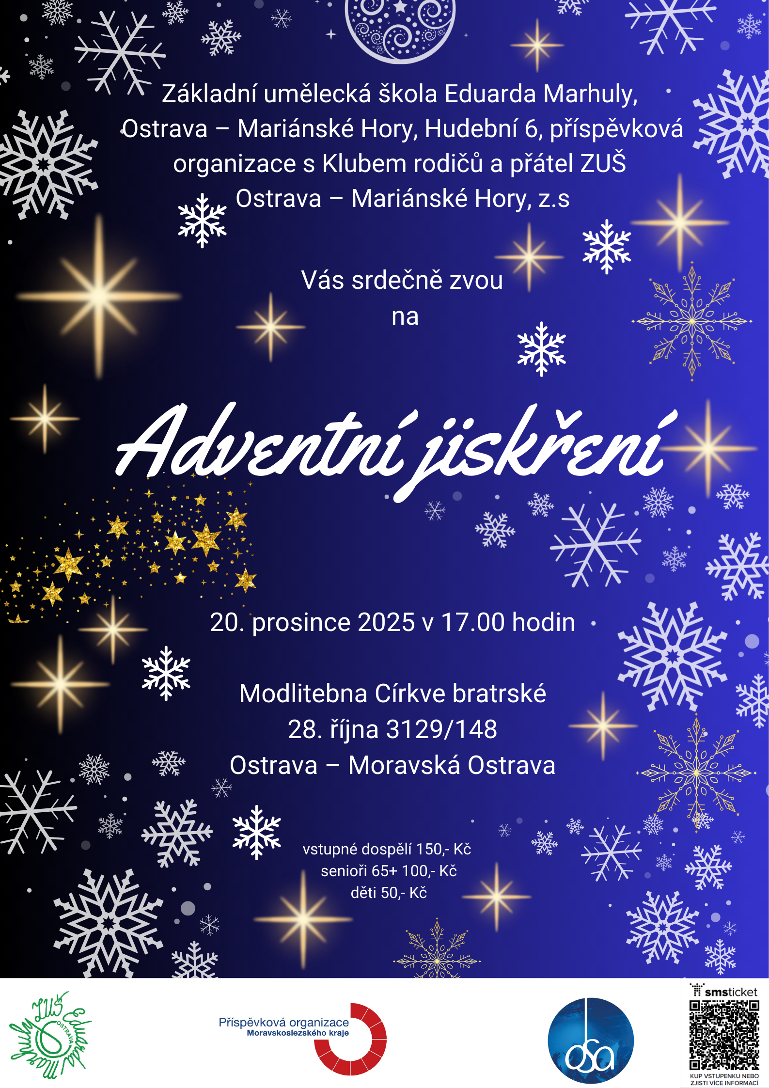 Srdečně zveme na Adventní jiskření v sobotu 20.12.2025 v 17:00hod.