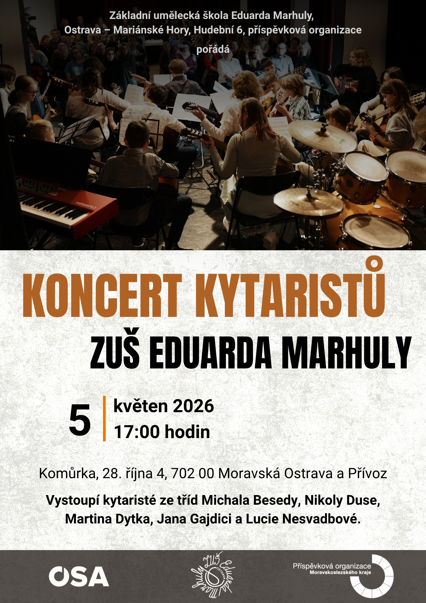 Srdečně zveme na Koncert kytaristů 5. 5. 2026 v 17:00