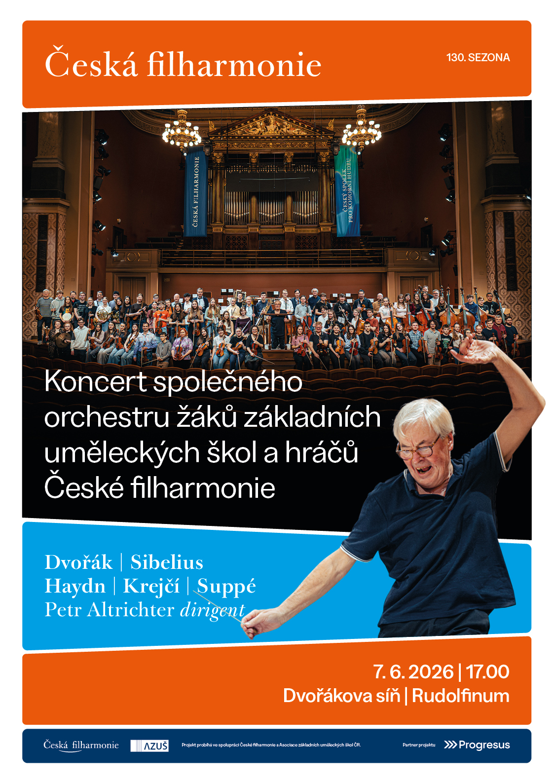 Srdečně Vás zveme na Koncert společného orchestru žáků základních uměleckých škol a hráčů Česká filharmonie.